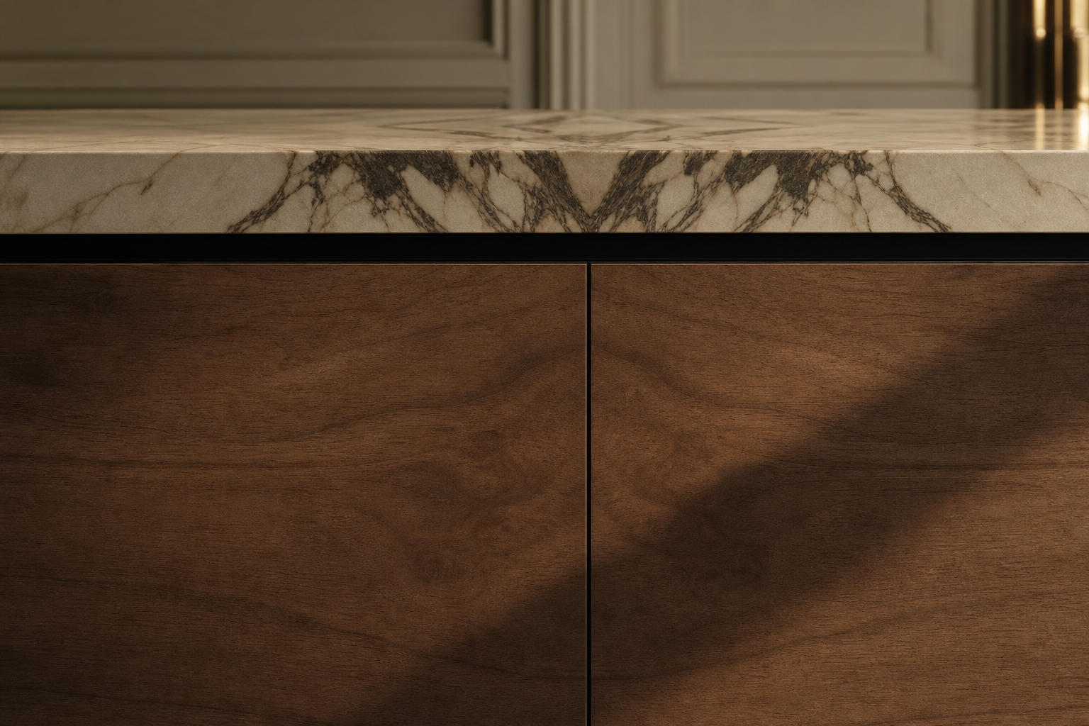 Fadior Estuary Wine Cabinet Suite with Smeg Cellar Appliance Alcove — close-up of stainless steel finish and hardware detail