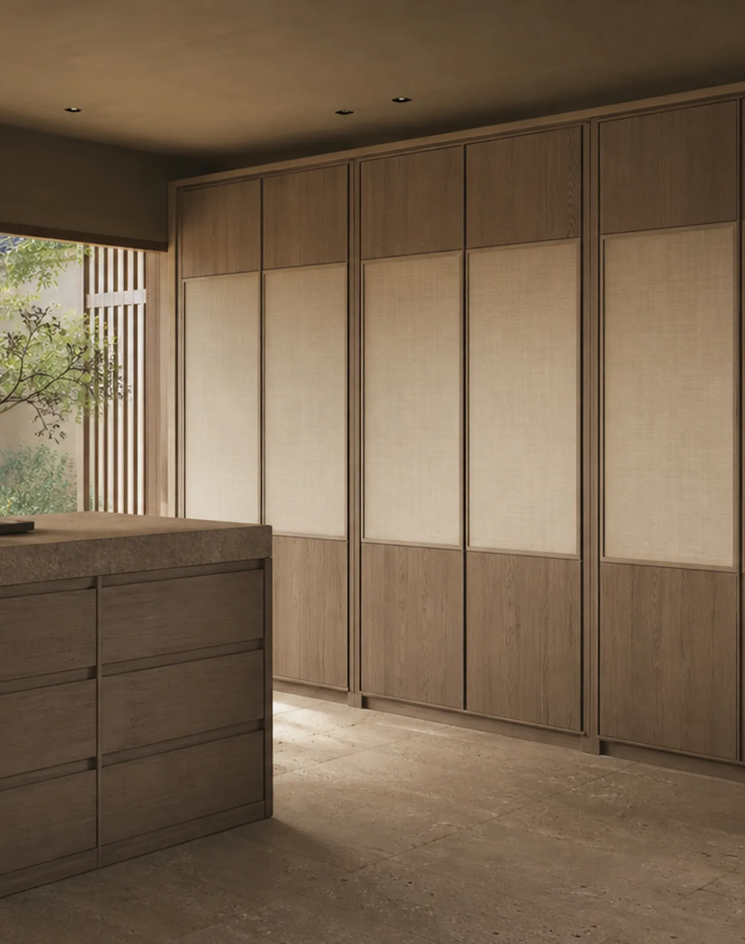 Fadior Voyage Wardrobe Suite with Steam Garment Alcove — lifestyle setting with natural light and residential styling