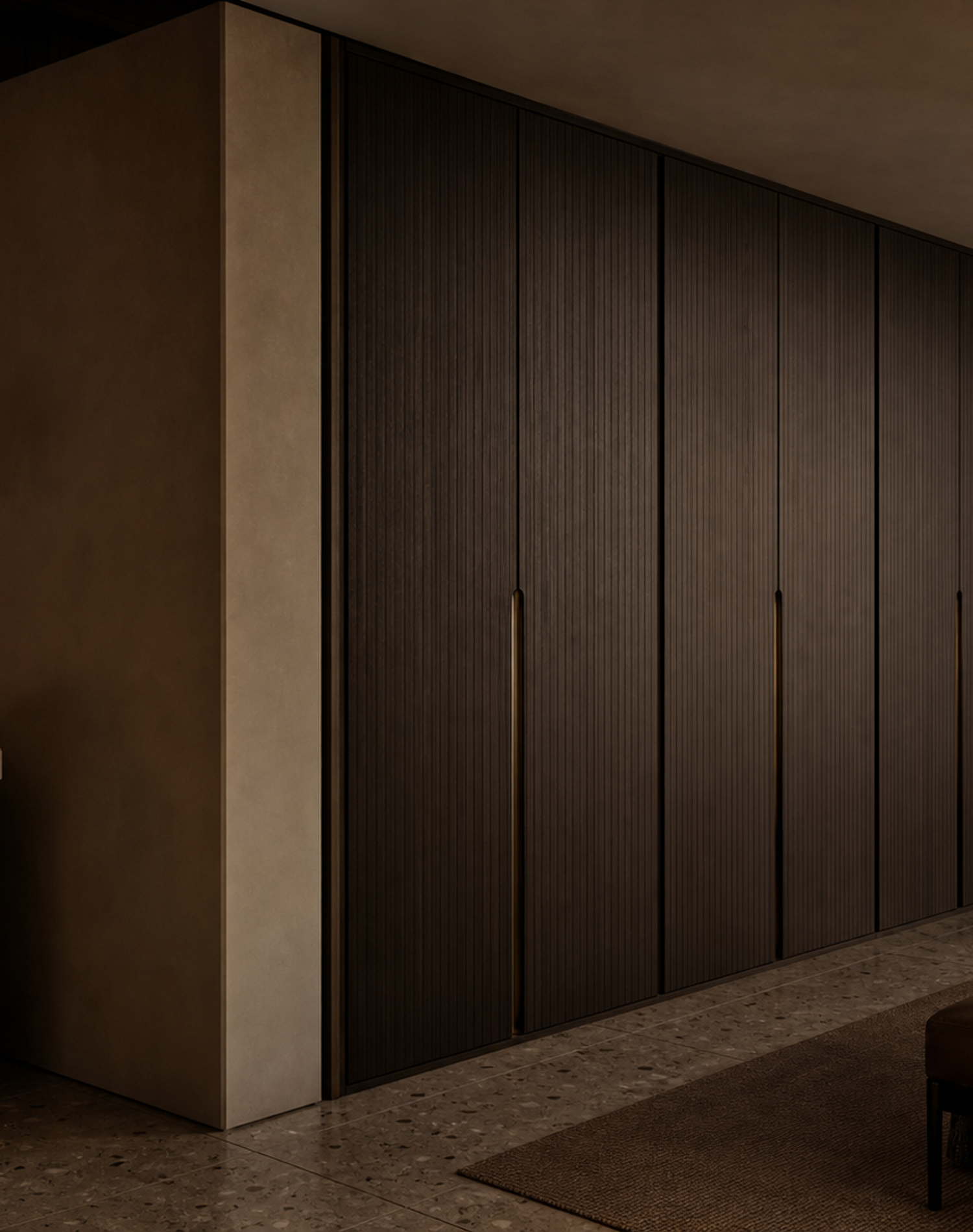 Fadior Elementum Wardrobe Suite with Cedar Lattice Dressing Bay — interior room context showing cabinet integration