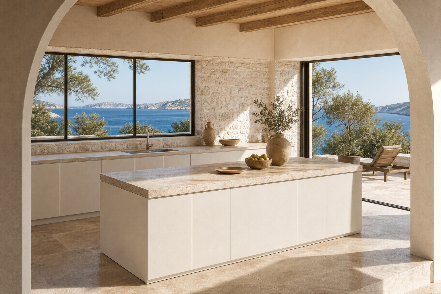 Fadior Terrena Kitchen Suite with Wide Window Breakfast Run — lifestyle setting with natural light and residential styling