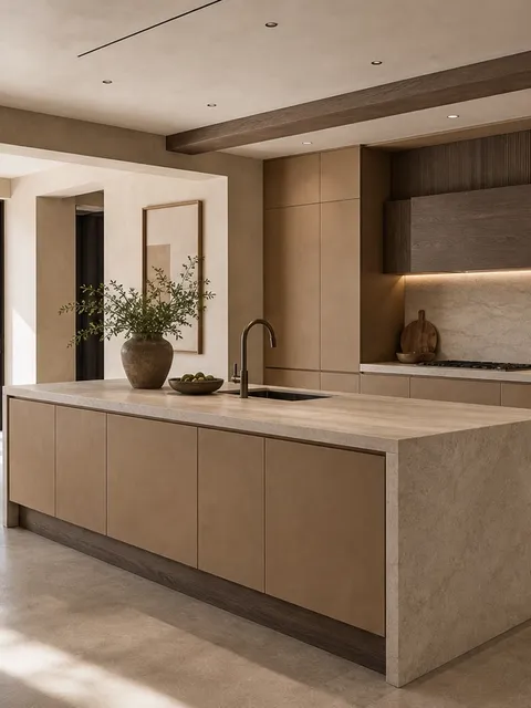 Suite de cocina Terrena con isla hogar Monolith