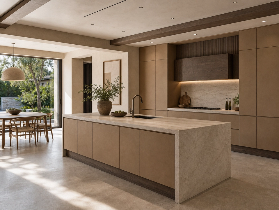 Fadior Terrena Kitchen Suite with Monolith Hearth Island — 304 stainless steel kitchen system, front view