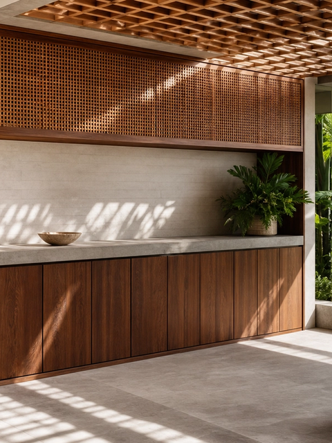 Fadior Soleil Balcony Suite with Sunset Prep Credenza — 304 stainless steel balcony system, front view