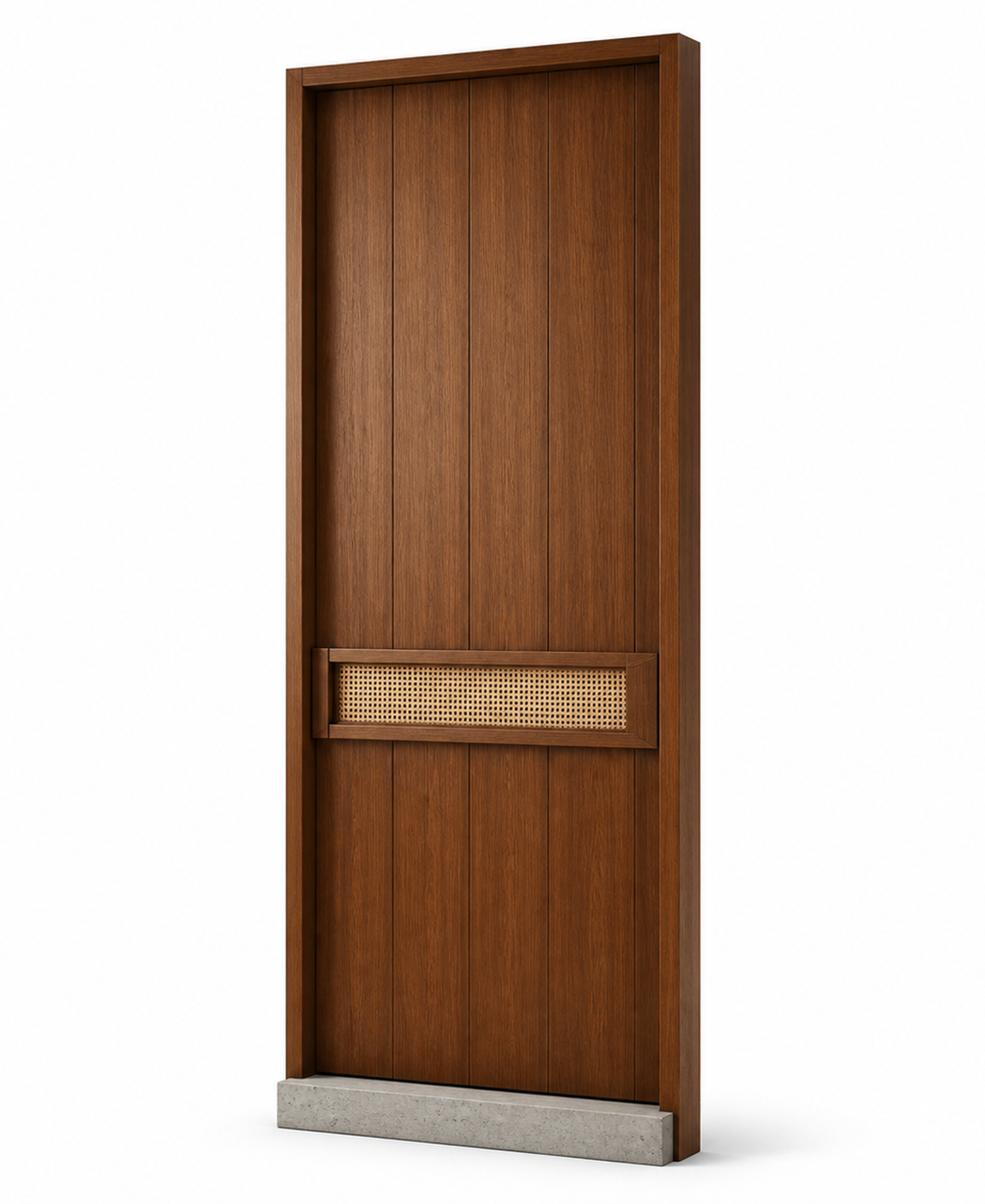 Fadior Alabaster Interior Door Suite with Rationalist Rail Pivot Door — 304 stainless steel interior door system, front view