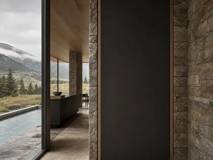 Fadior Alabaster Interior Door Suite with Linear Service Axis Door — 304 stainless steel interior door system, front view