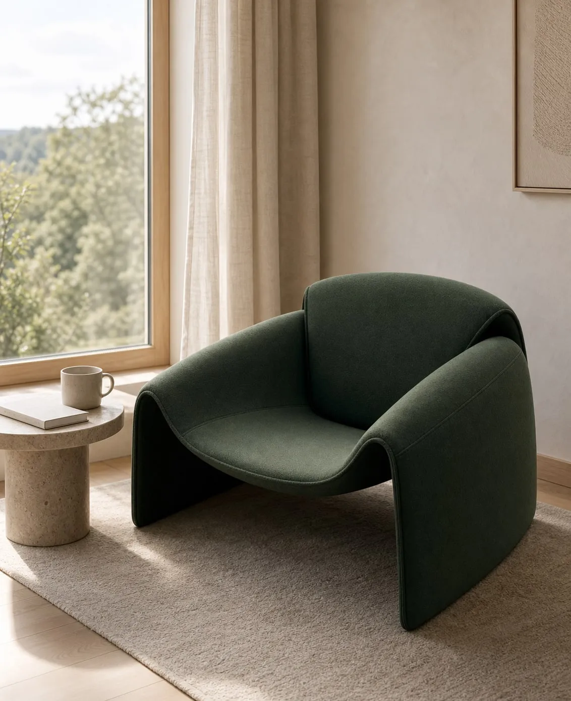 Panel-Sided Fabric Lounge Chair