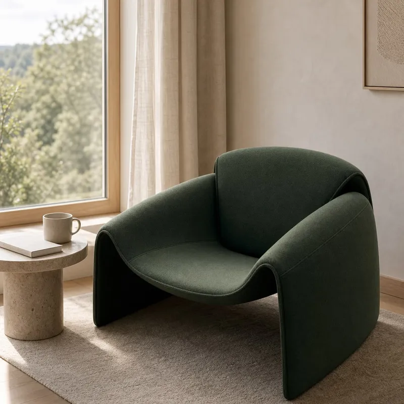 Panel-Sided Fabric Lounge Chair
