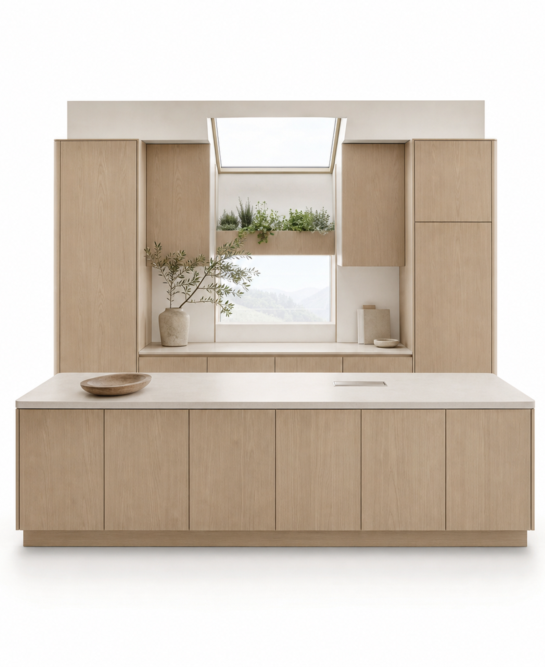Fadior Terrena Kitchen Suite with Skylight Herb Bar — 304 stainless steel kitchen system, front view