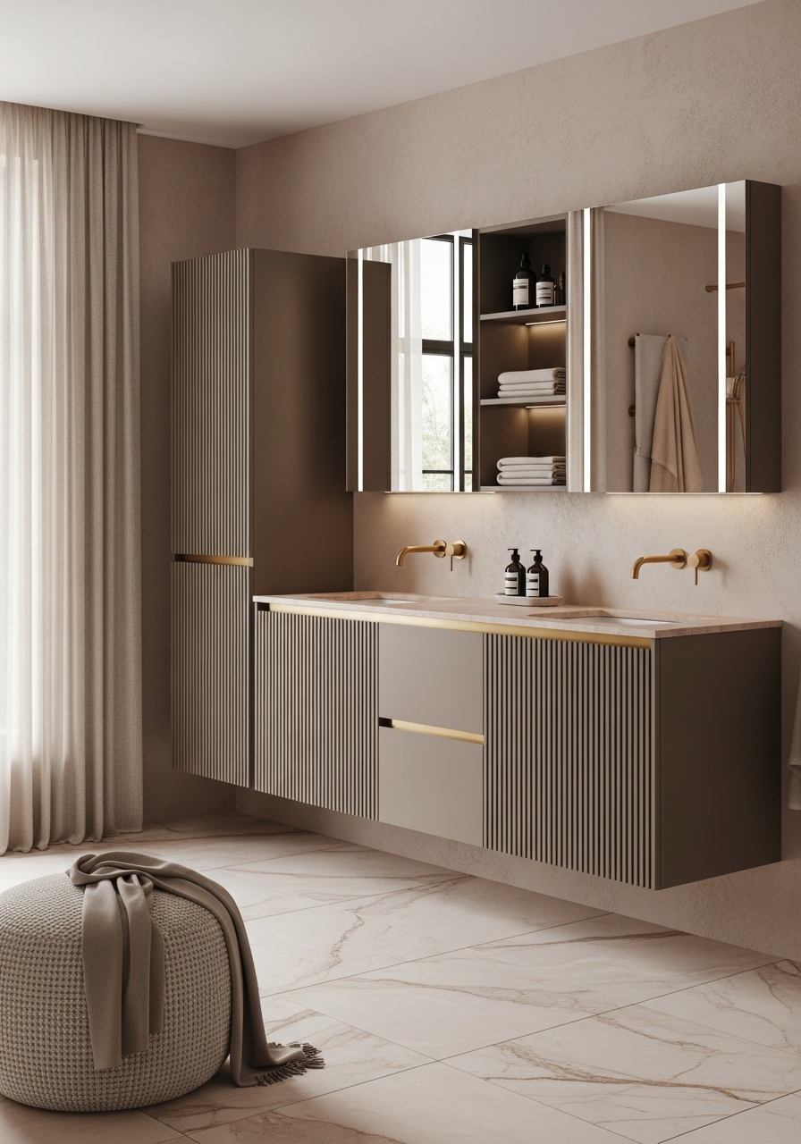 Fadior Acqua Vanity Suite — interior room context showing cabinet integration