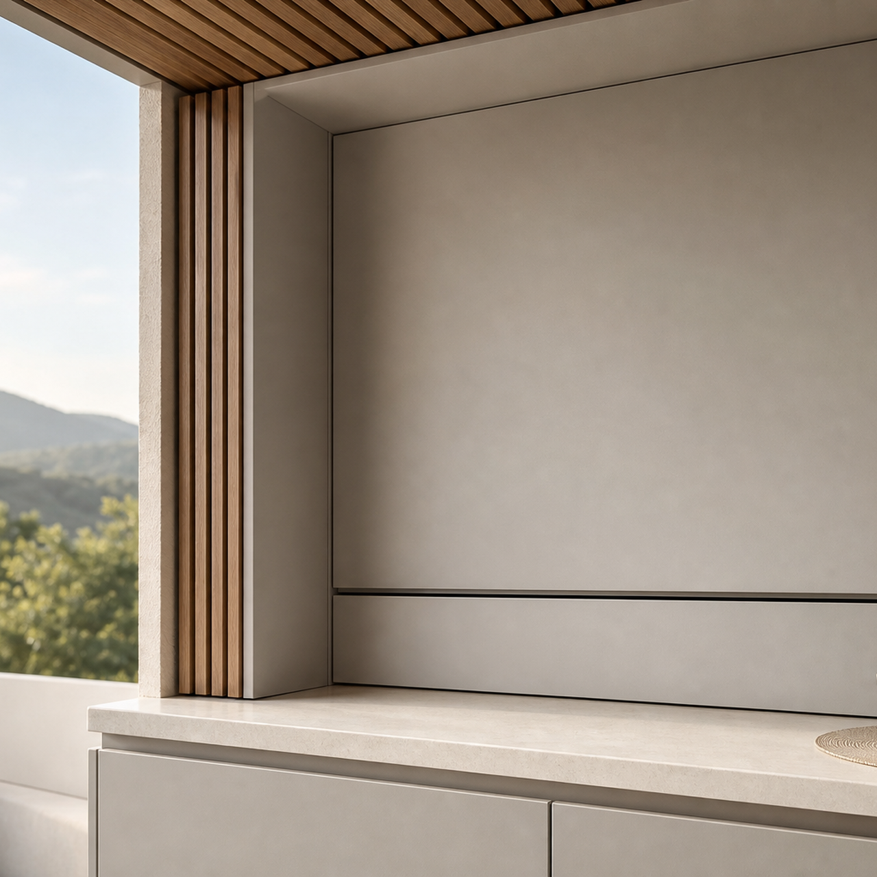 Fadior Cannes Balcony Suite with Breeze Foldaway Breakfast Bar — close-up of stainless steel finish and hardware detail