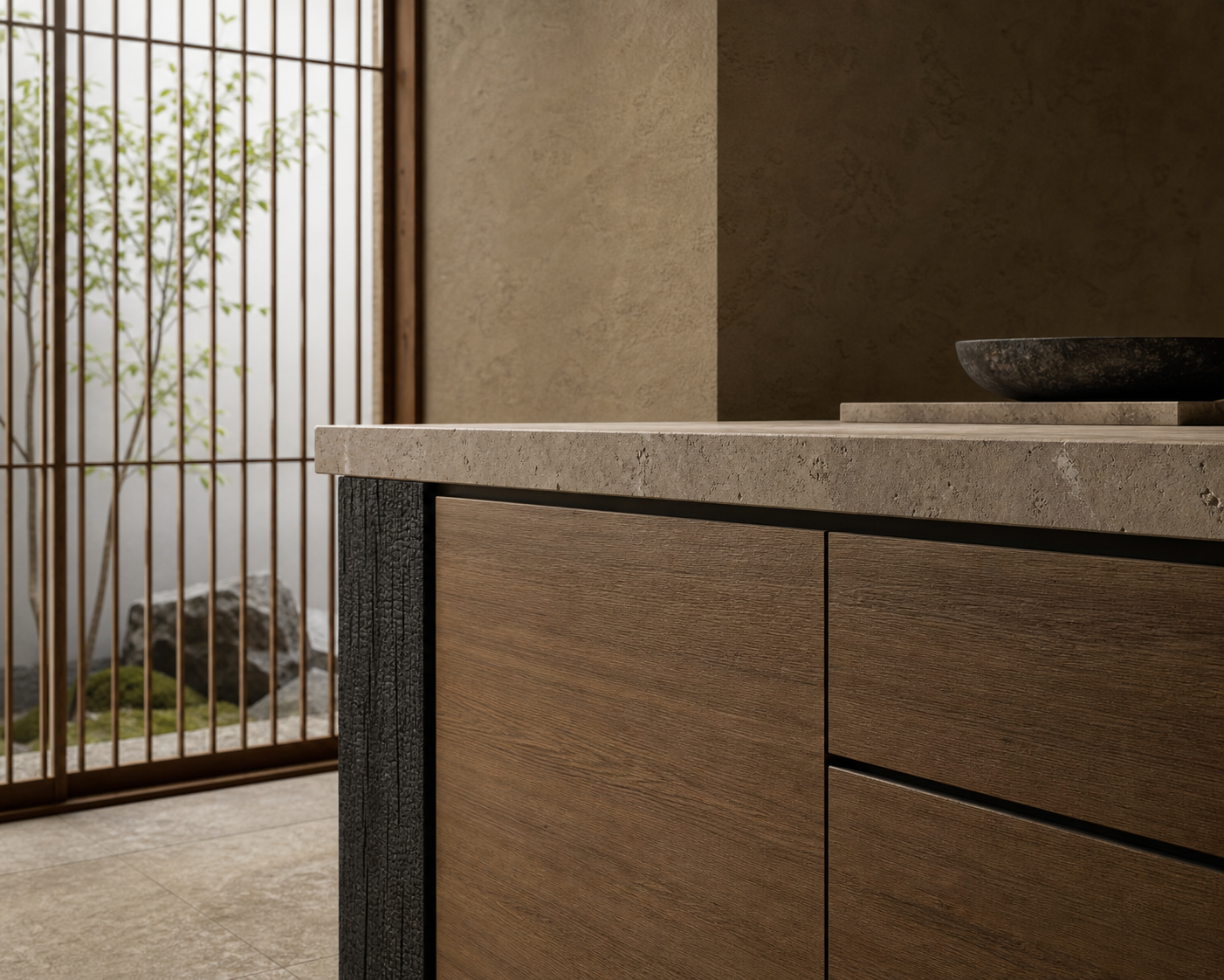 Fadior Forge Kitchen Suite with Stone Vein Prep Gallery — close-up of stainless steel finish and hardware detail