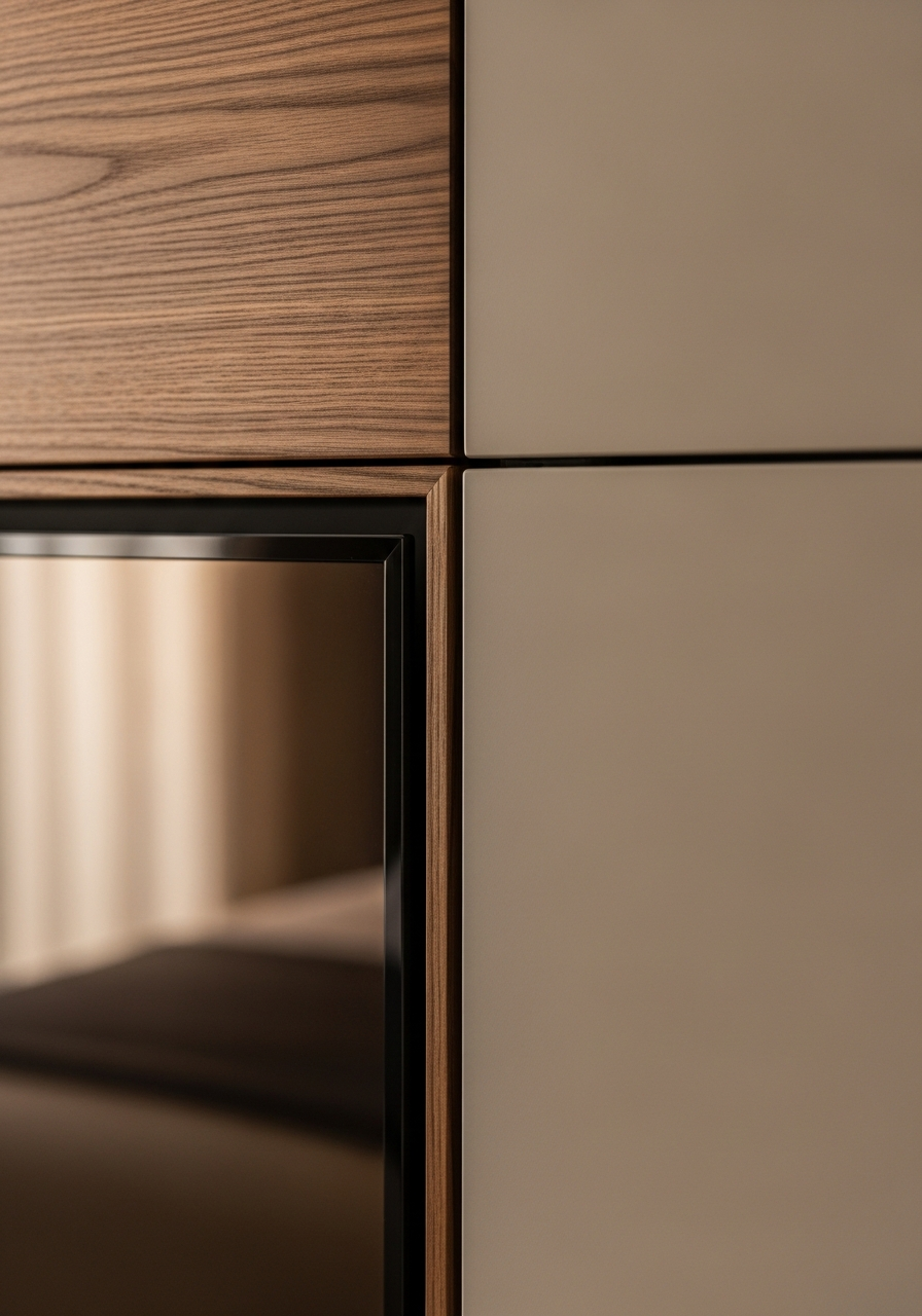 Fadior Essence Media Console — close-up of stainless steel finish and hardware detail