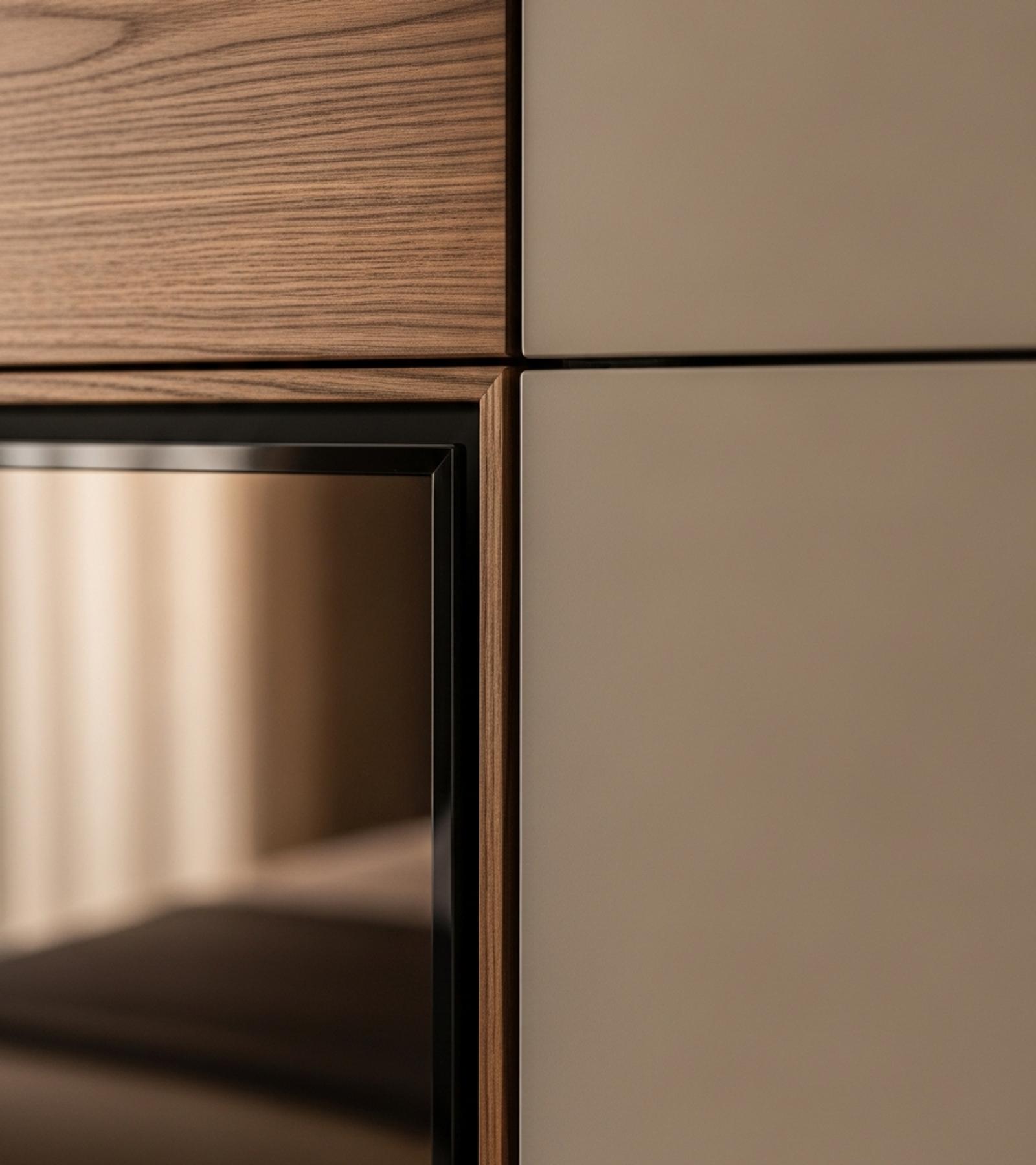 Fadior Essence Media Console — close-up of stainless steel finish and hardware detail