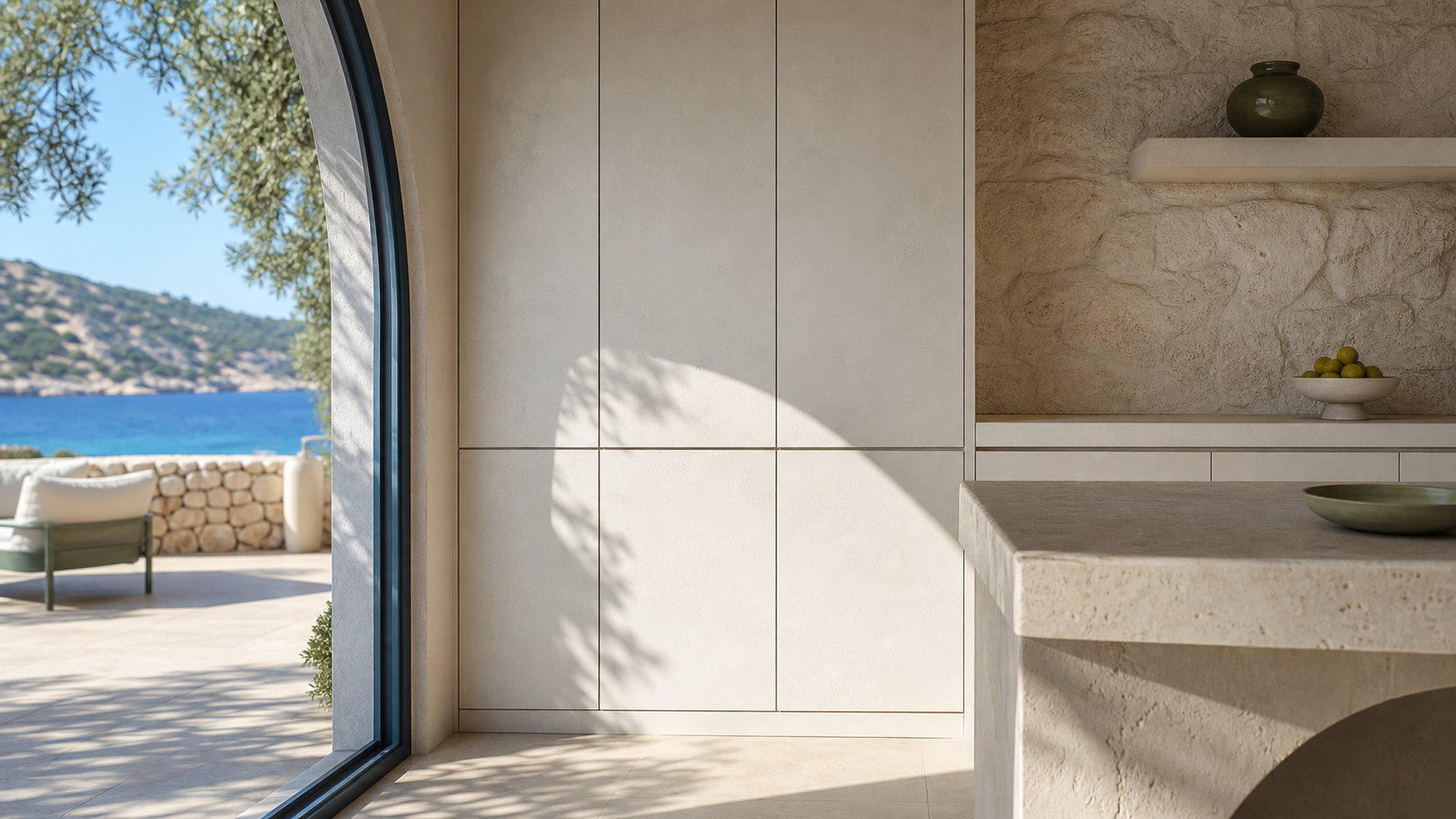 Fadior Meridian Kitchen Suite with Flexible Aluminum Kitchen Wall — close-up of stainless steel finish and hardware detail