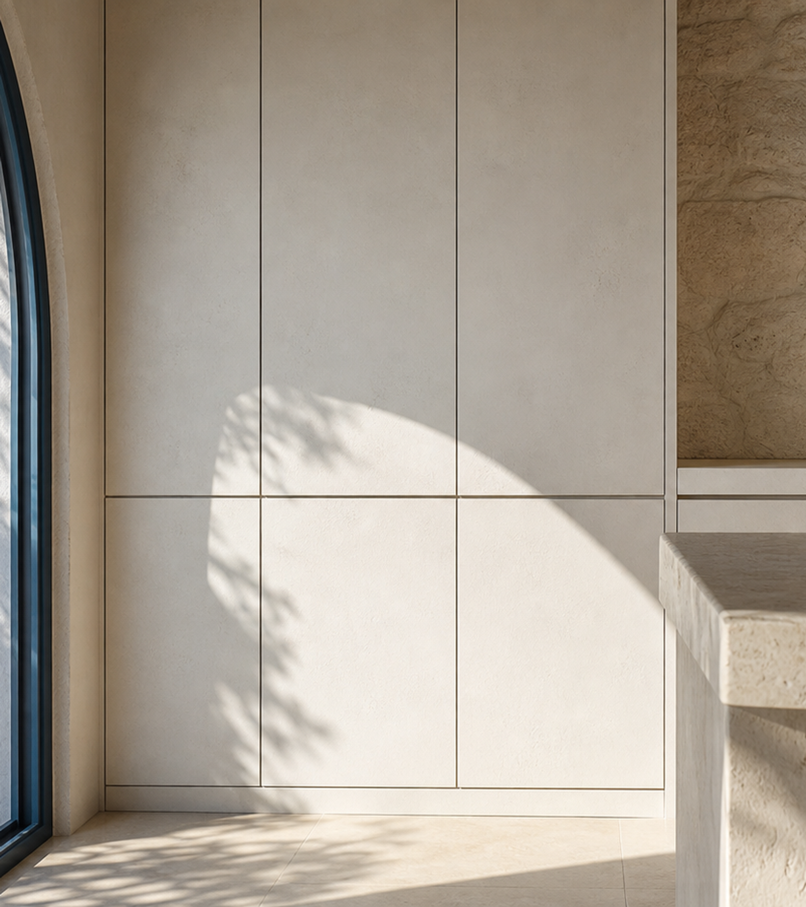 Fadior Meridian Kitchen Suite with Flexible Aluminum Kitchen Wall — close-up of stainless steel finish and hardware detail