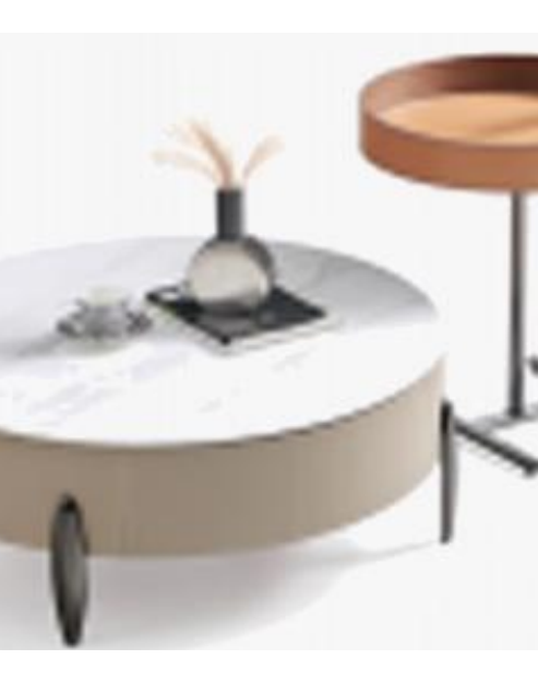 Leather-Accent Coffee Table φ90*36 product photo for FADIOR HOME shop