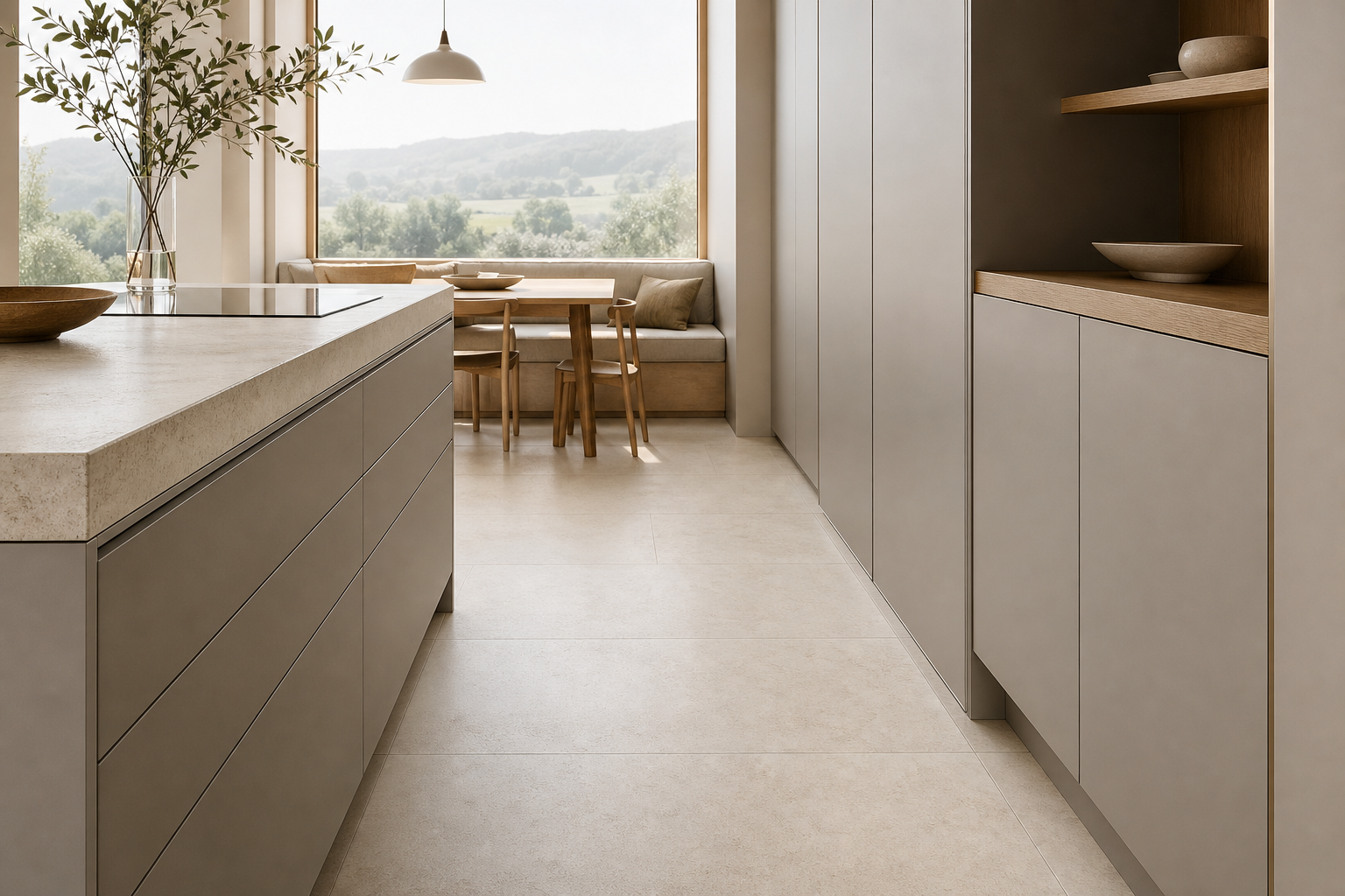 Fadior Pavilion Kitchen Suite with Panel-Less Service Threshold — interior room context showing cabinet integration