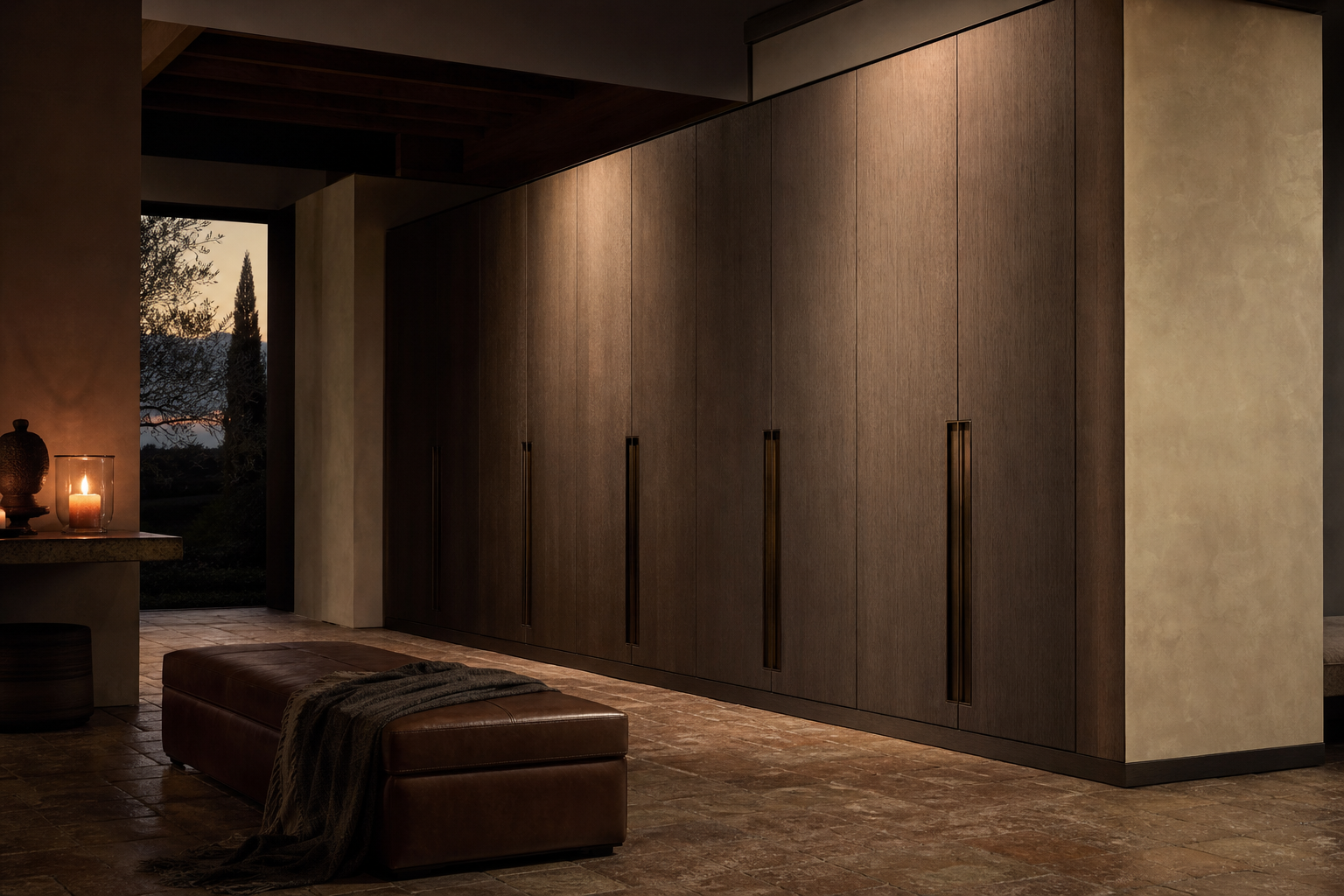 Fadior Voyage Wardrobe Suite with Floating Cedar Wardrobe Promenade — interior room context showing cabinet integration