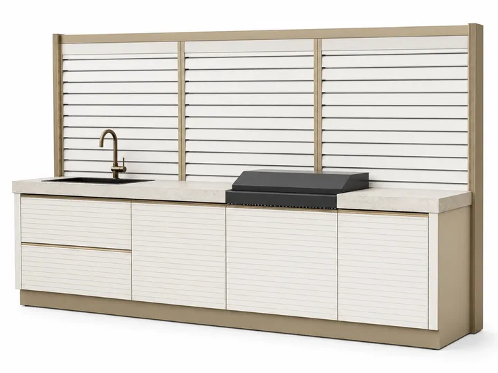 Fadior Horizon Outdoor Kitchen Suite with Coastal Panel Screen Prep Wall — 304 stainless steel outdoor kitchen system,