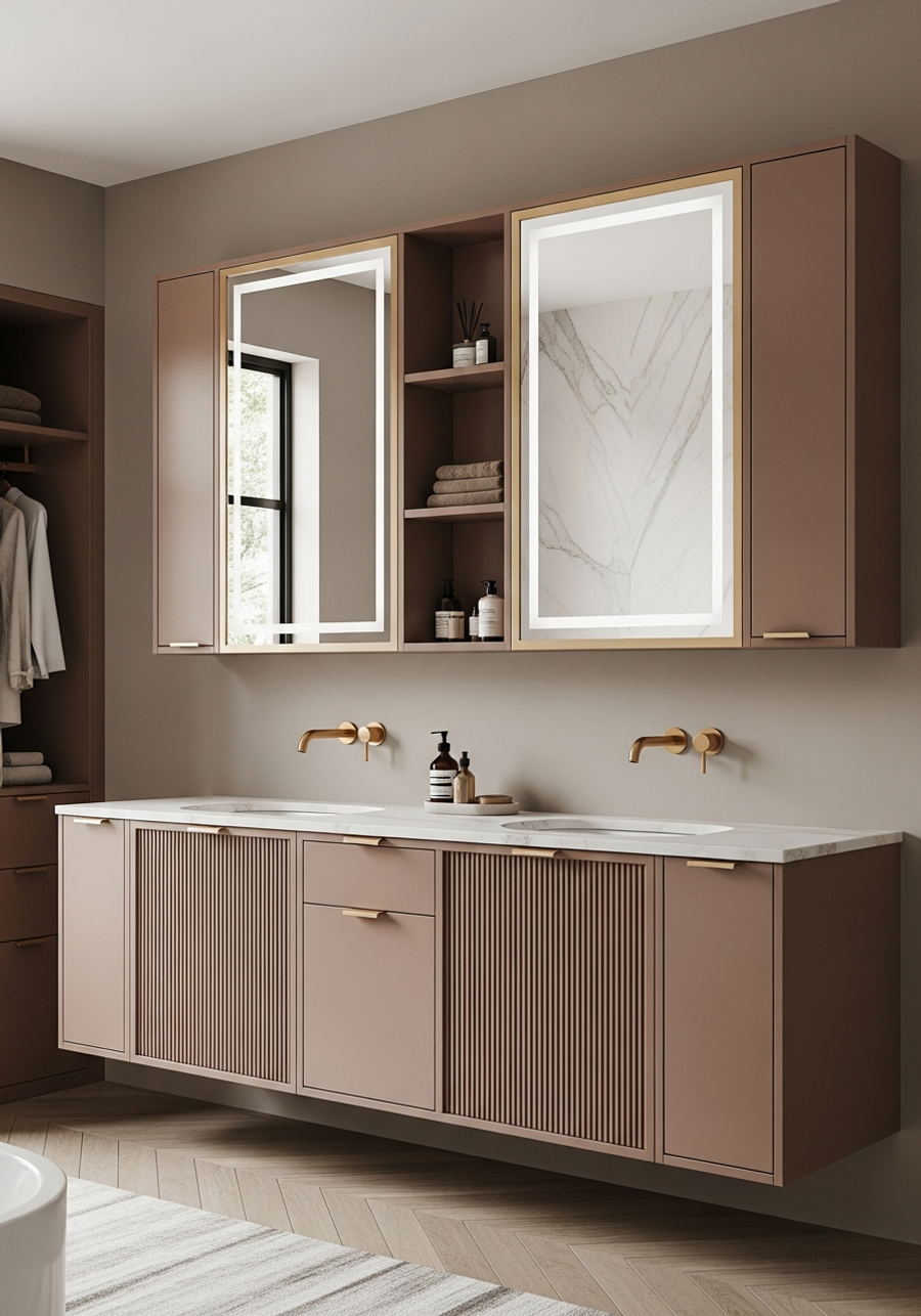 Fadior Acqua Vanity Suite — 304 stainless steel bath and vanity system, front view