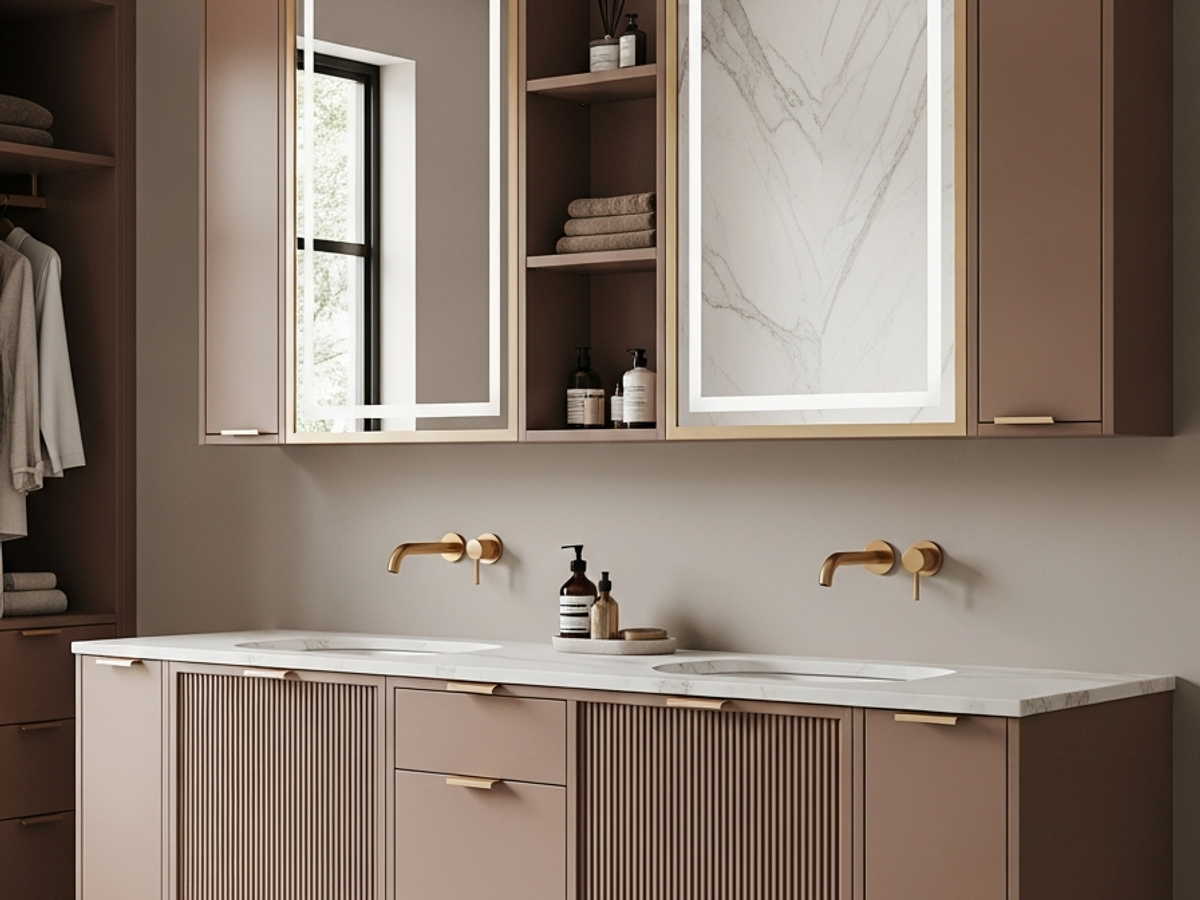 Fadior Acqua Vanity Suite — 304 stainless steel bath and vanity system, front view