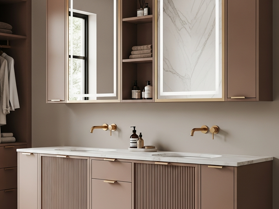 Fadior Acqua Vanity Suite — 304 stainless steel bath and vanity system, front view