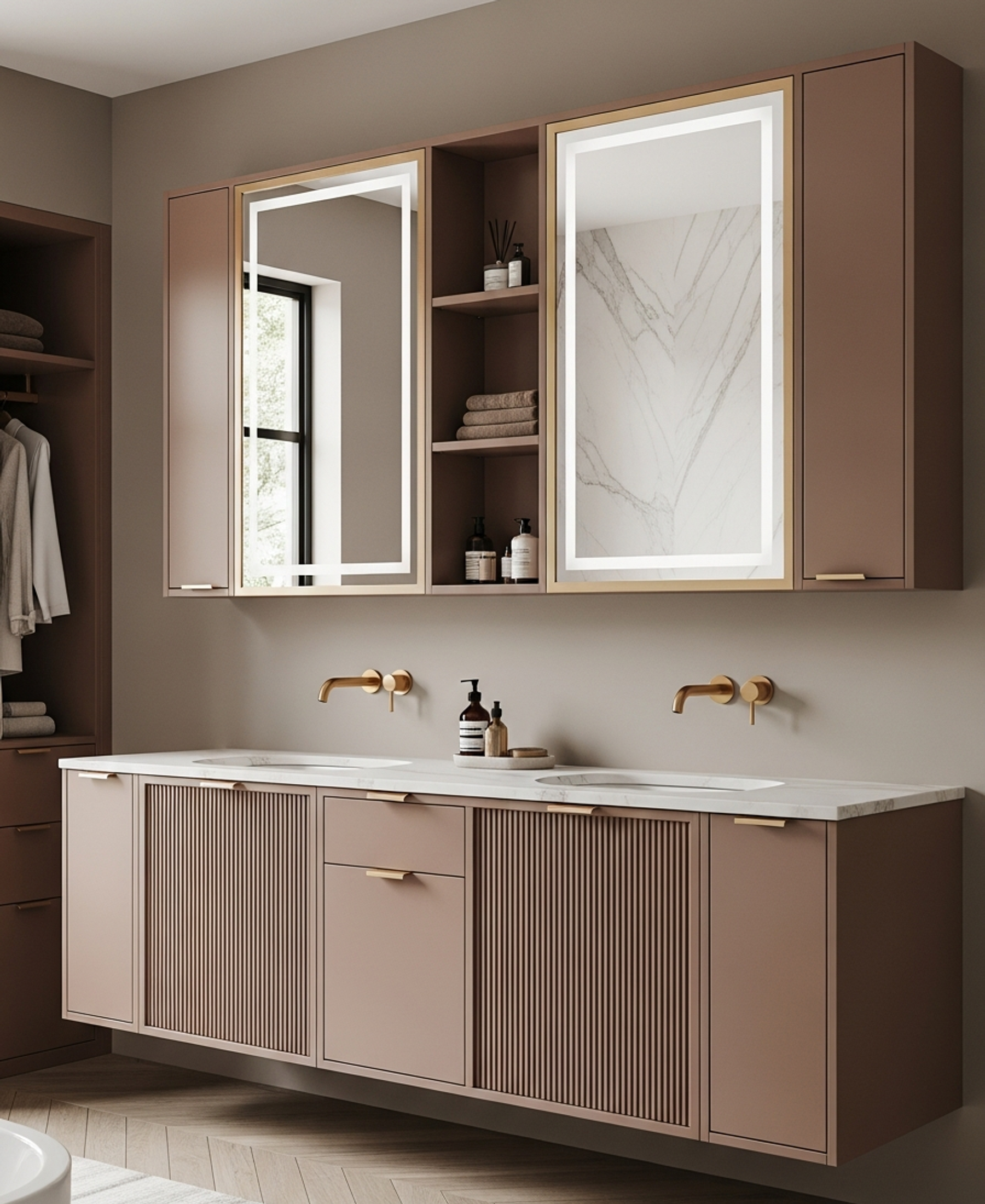 Fadior Acqua Vanity Suite — 304 stainless steel bath and vanity system, front view