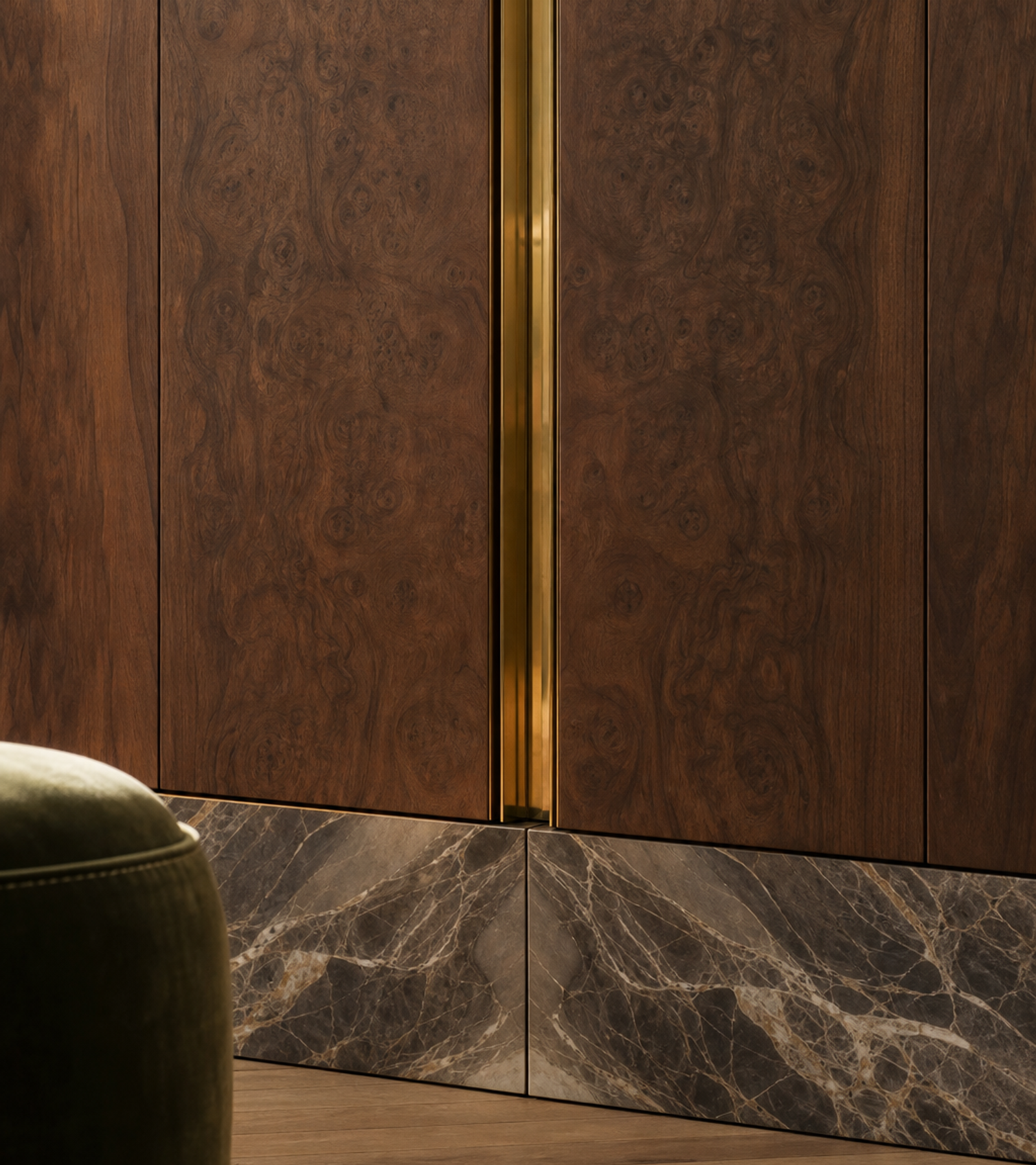 Fadior Canopy Rationalist Dressing Gallery Wardrobe — close-up of stainless steel finish and hardware detail