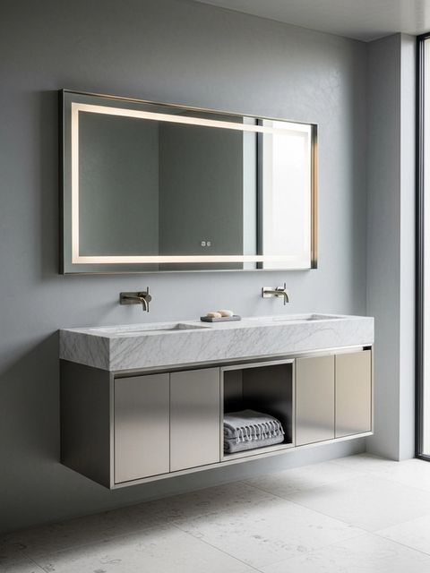 Fadior Acqua Bath and Vanity Suite — 304 stainless steel bath and vanity system, front view