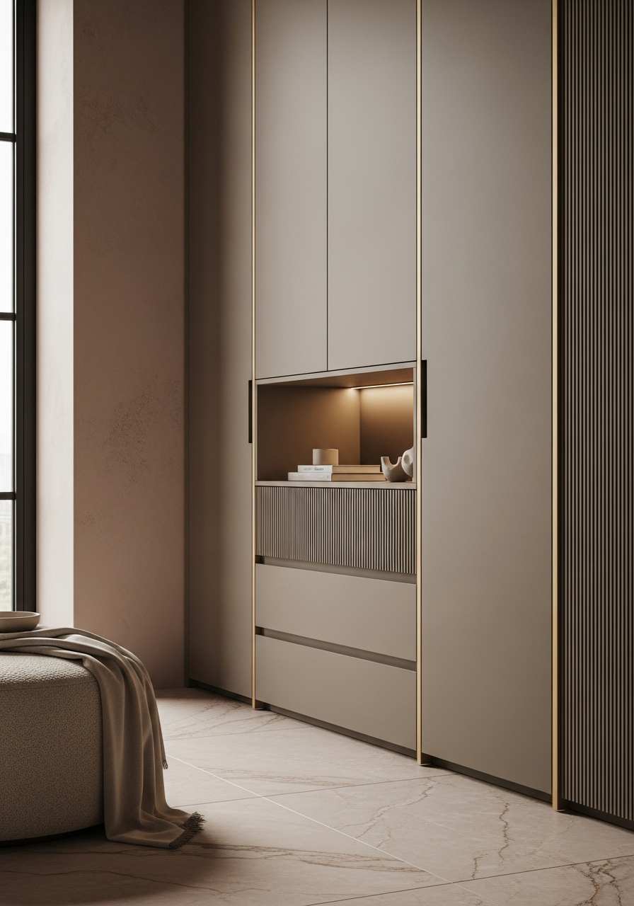 Fadior Brera Wardrobe Suite — close-up of stainless steel finish and hardware detail