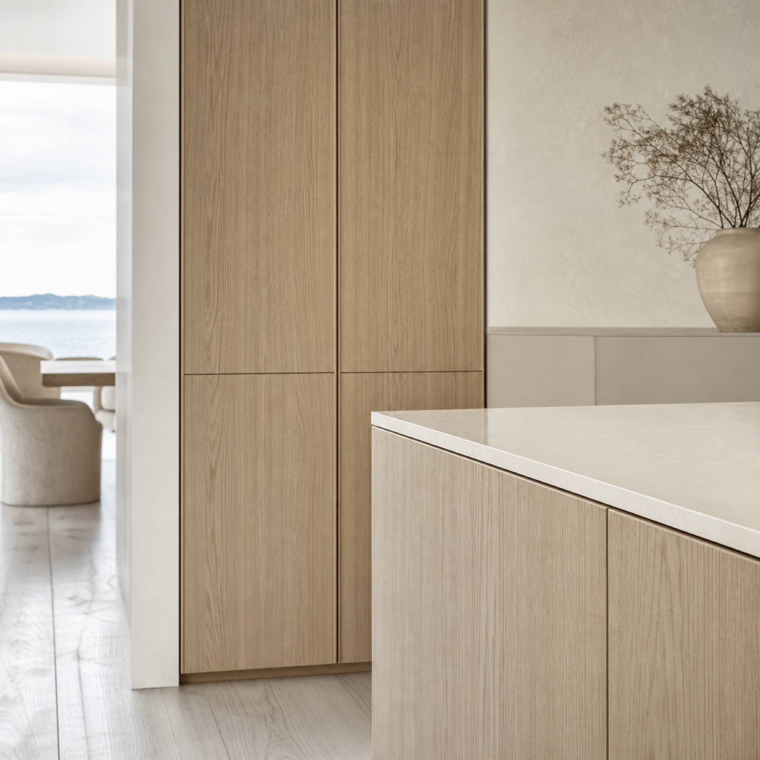 Fadior Terrena Kitchen Suite with Linen Prep Gallery — close-up of stainless steel finish and hardware detail
