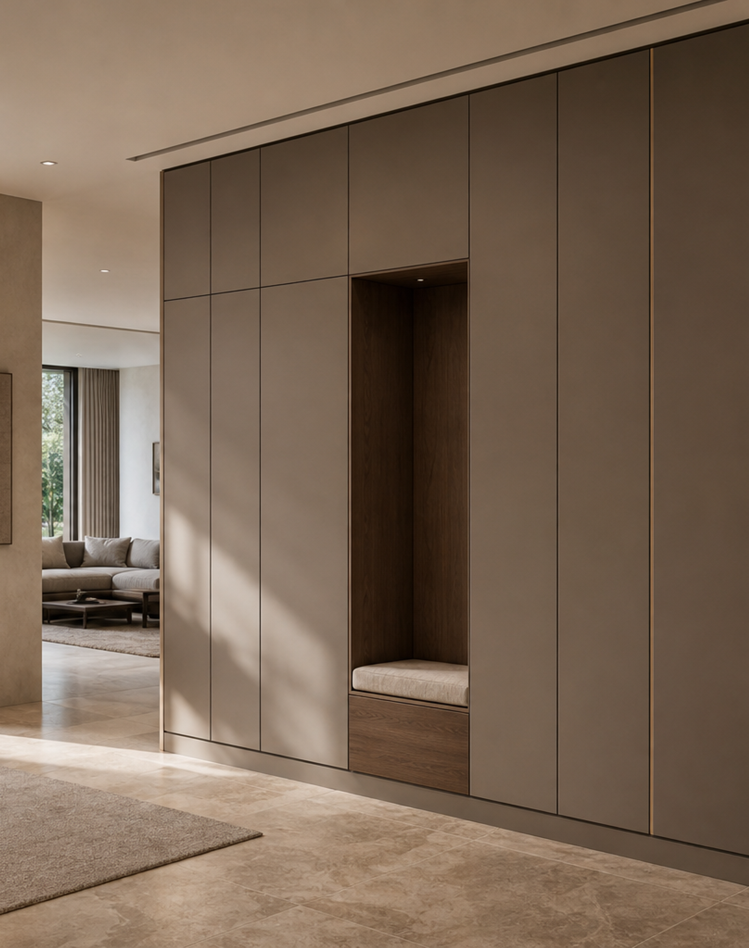 Fadior Savile Entryway Suite with Precision Arrival Wall — interior room context showing cabinet integration