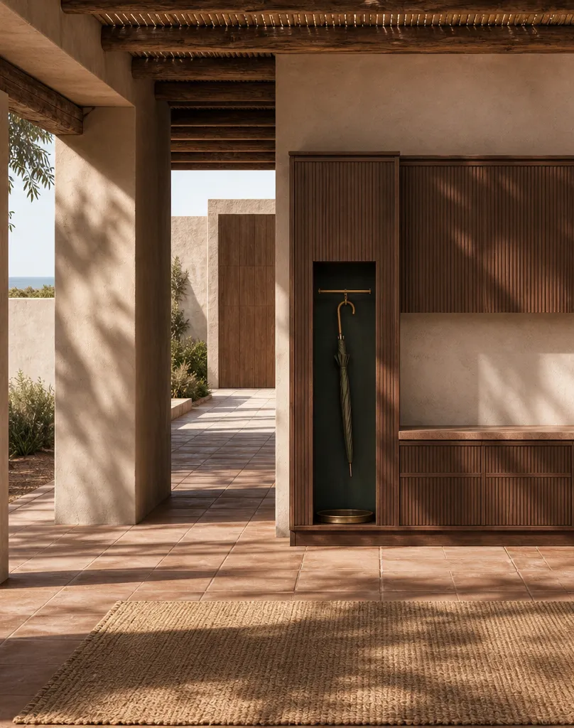Suite de Entrada Loggia con Nicho de Sombra para Paraguas perspectiva interior