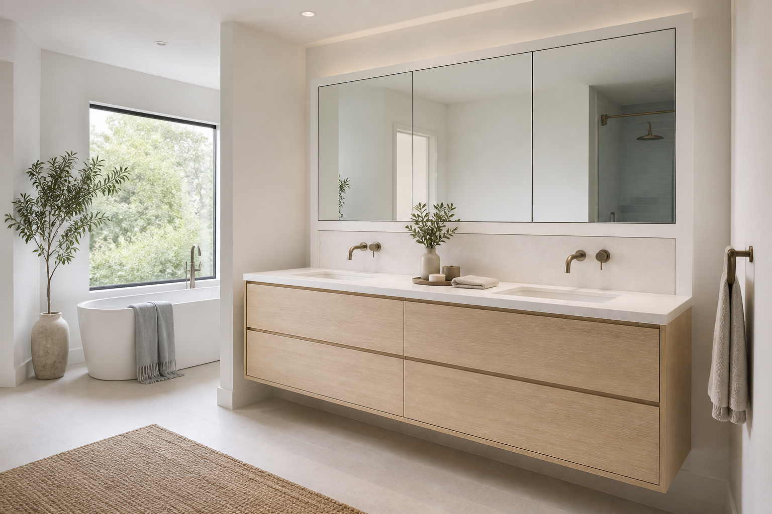 Doble lavabo Brushed Reveal de Nacre perspectiva interior