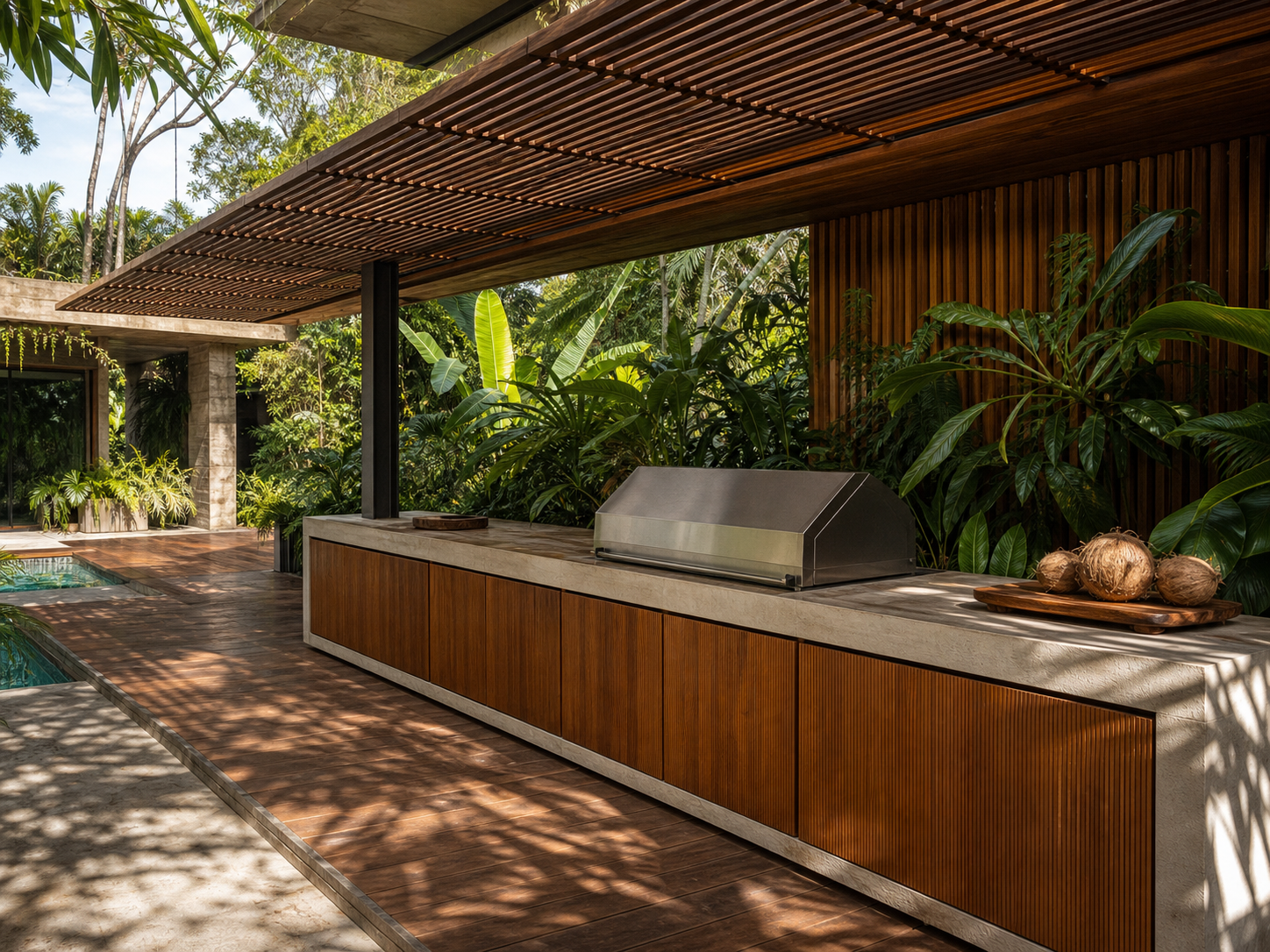 Fadior Vantage Outdoor Kitchen Suite with Emberscreen Grill Sill — interior room context showing cabinet integration