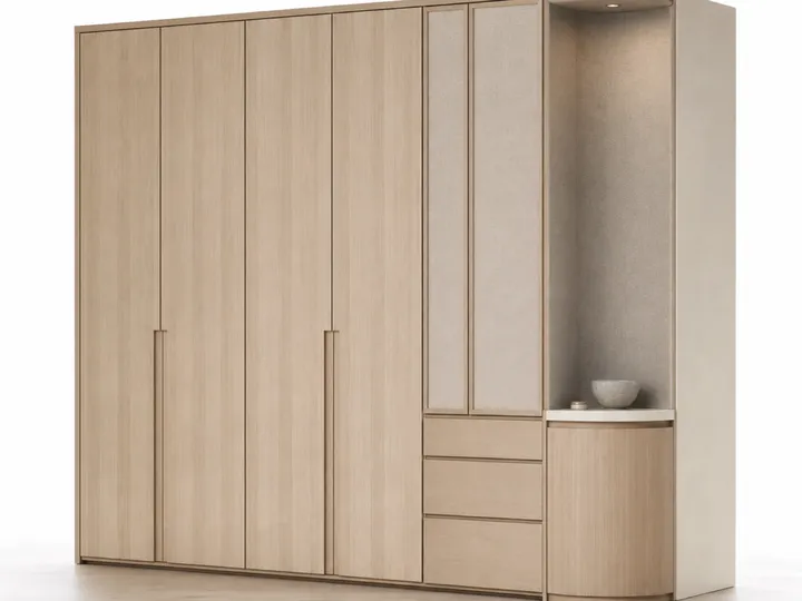 Fadior Onyx Wardrobe Suite with Wool Valet Corner — 304 stainless steel wardrobe system, front view