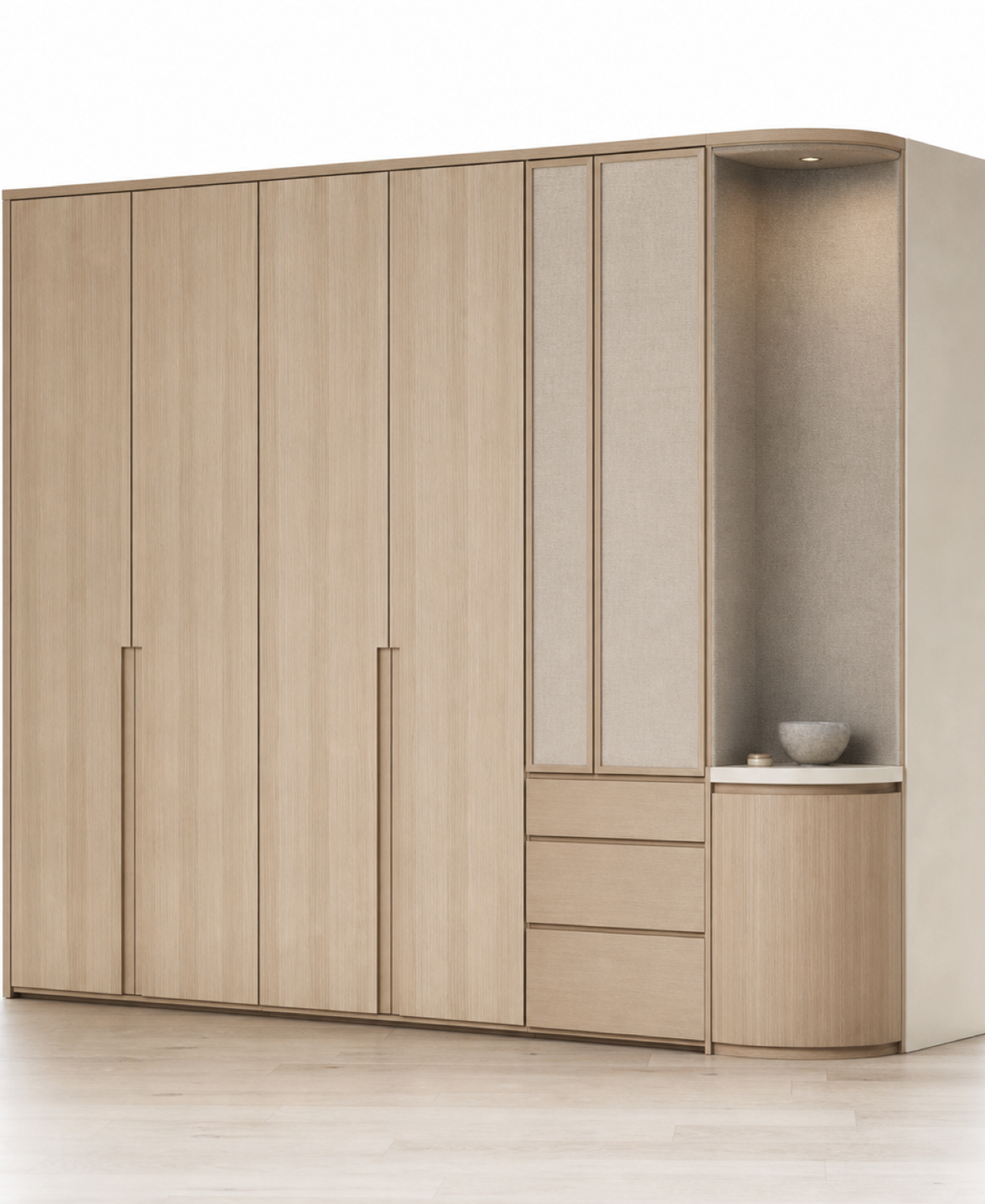 Fadior Onyx Wardrobe Suite with Wool Valet Corner — 304 stainless steel wardrobe system, front view