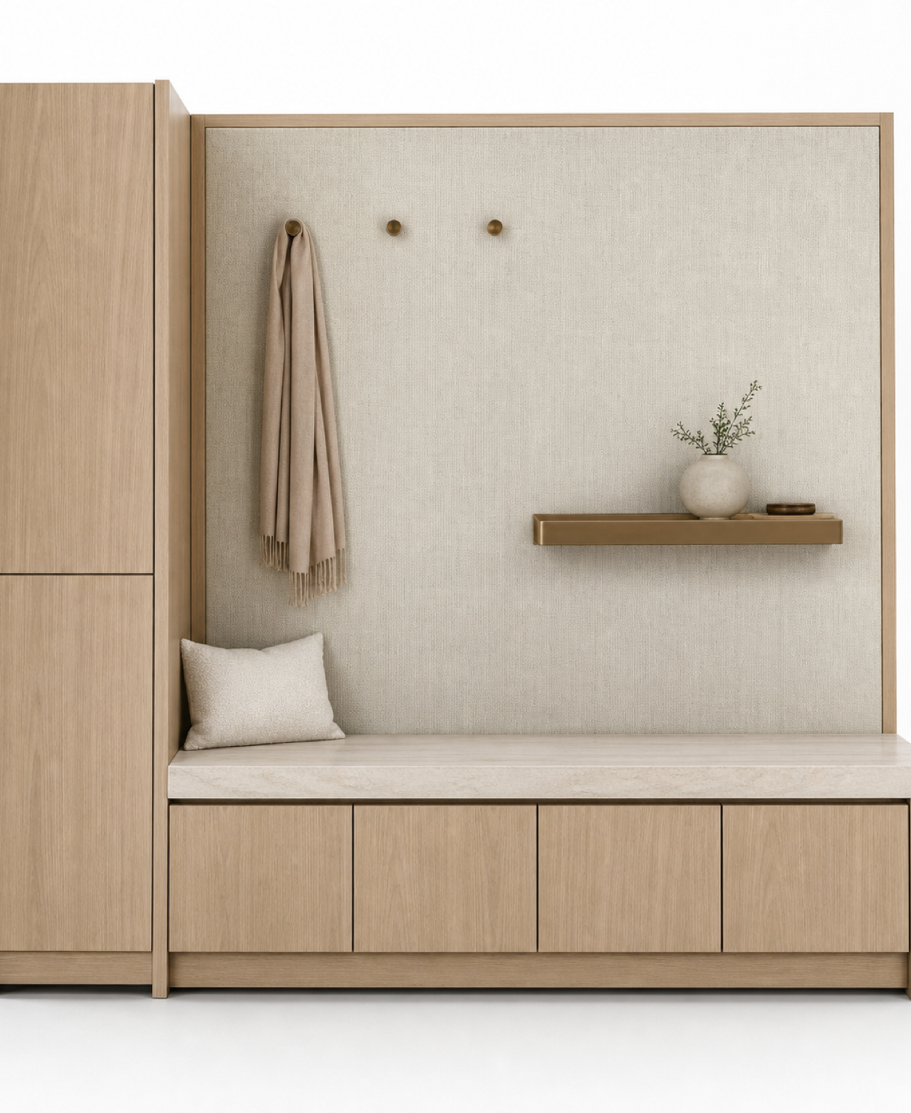 Fadior Ecliptic Entryway Suite with Bronze Maildrop Console — 304 stainless steel entryway system, front view