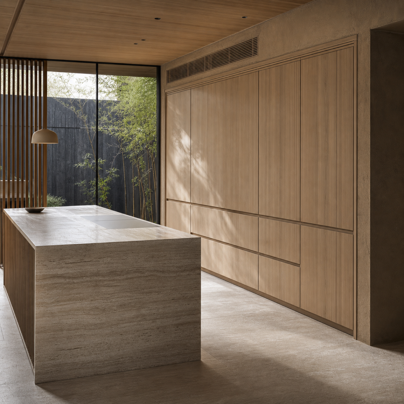 Fadior Silkstone Kitchen Suite with Concealed Induction Workwall — lifestyle setting with natural light and residential
