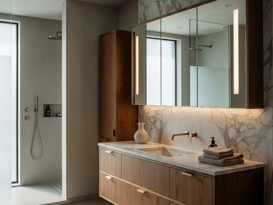 Mueble de Baño de Acero Inoxidable: Guía de Especificaciones Impermeables — editorial de Fadior sobre mobiliario en acero inoxidable 304