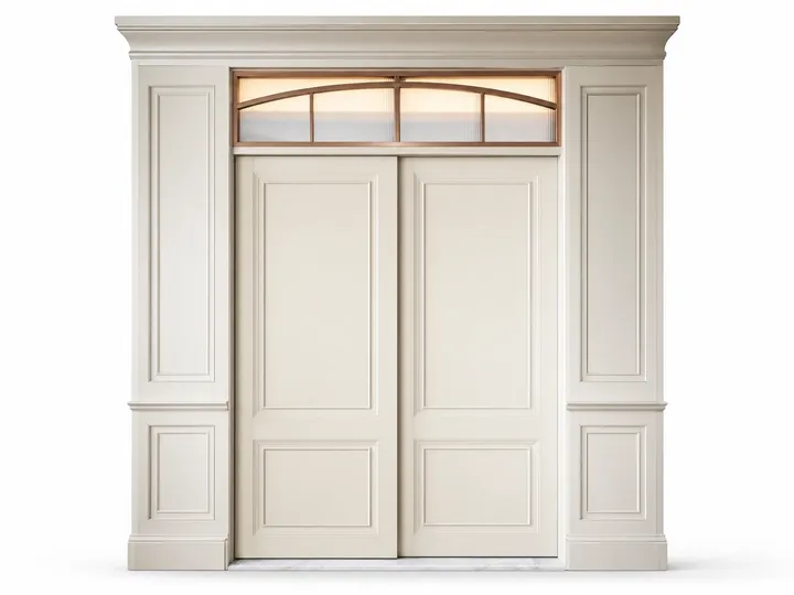 Fadior Alabaster Interior Door Suite with Bronze Clerestory Pivot Door — 304 stainless steel interior door system, front view