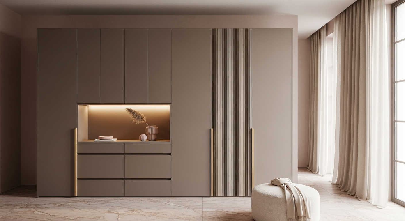 Fadior Brera Fluted Armoire — lifestyle setting with natural light and residential styling
