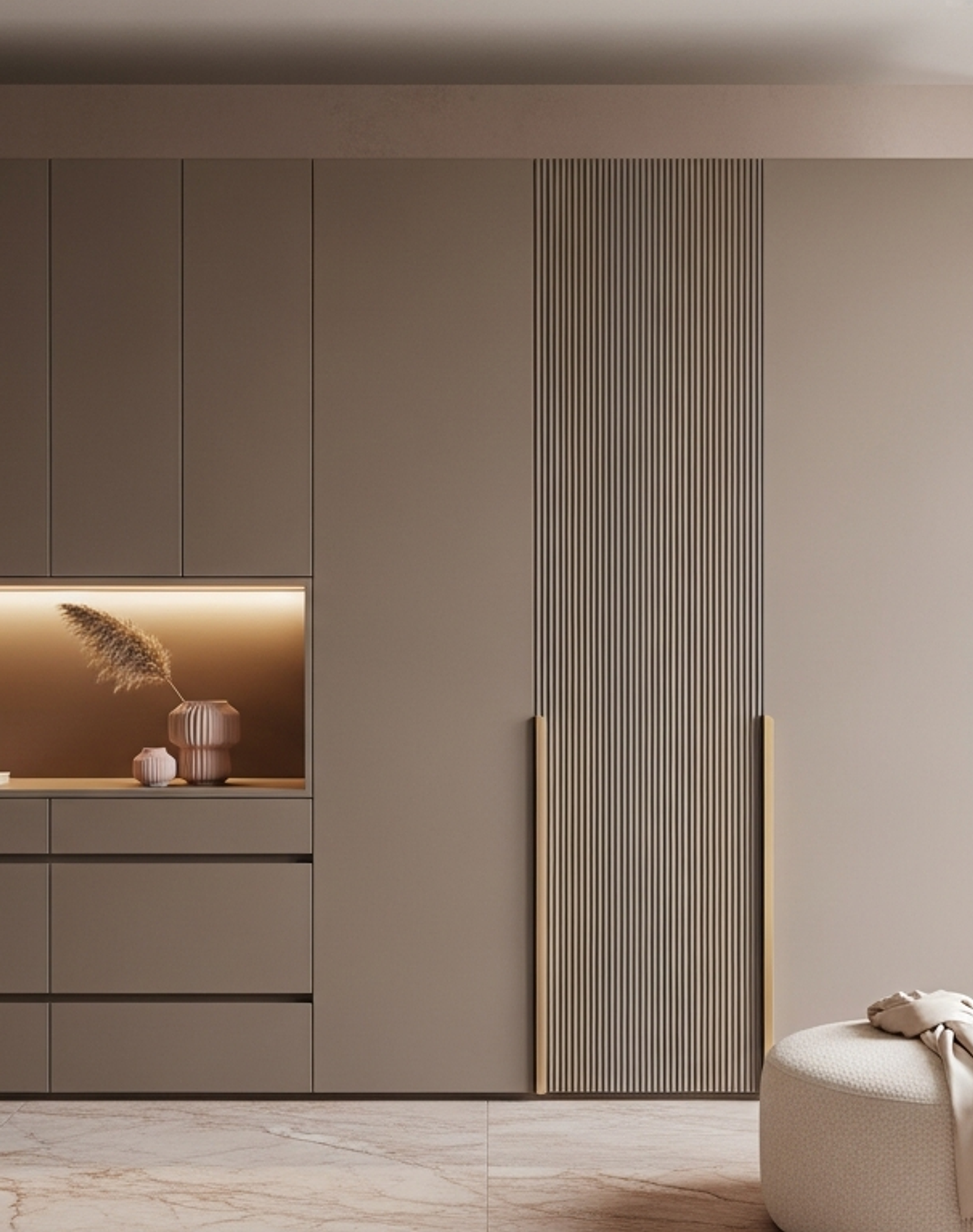 Fadior Brera Fluted Armoire — lifestyle setting with natural light and residential styling