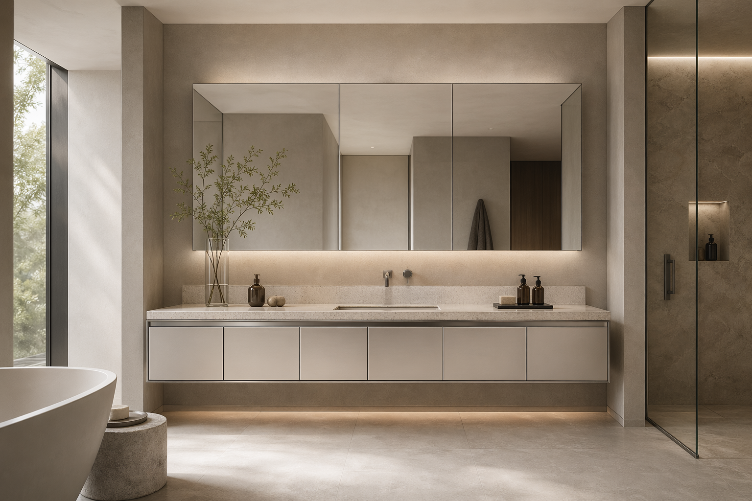 Fadior Acqua Bath And Vanity Suite — 304 stainless steel bath and vanity system, front view