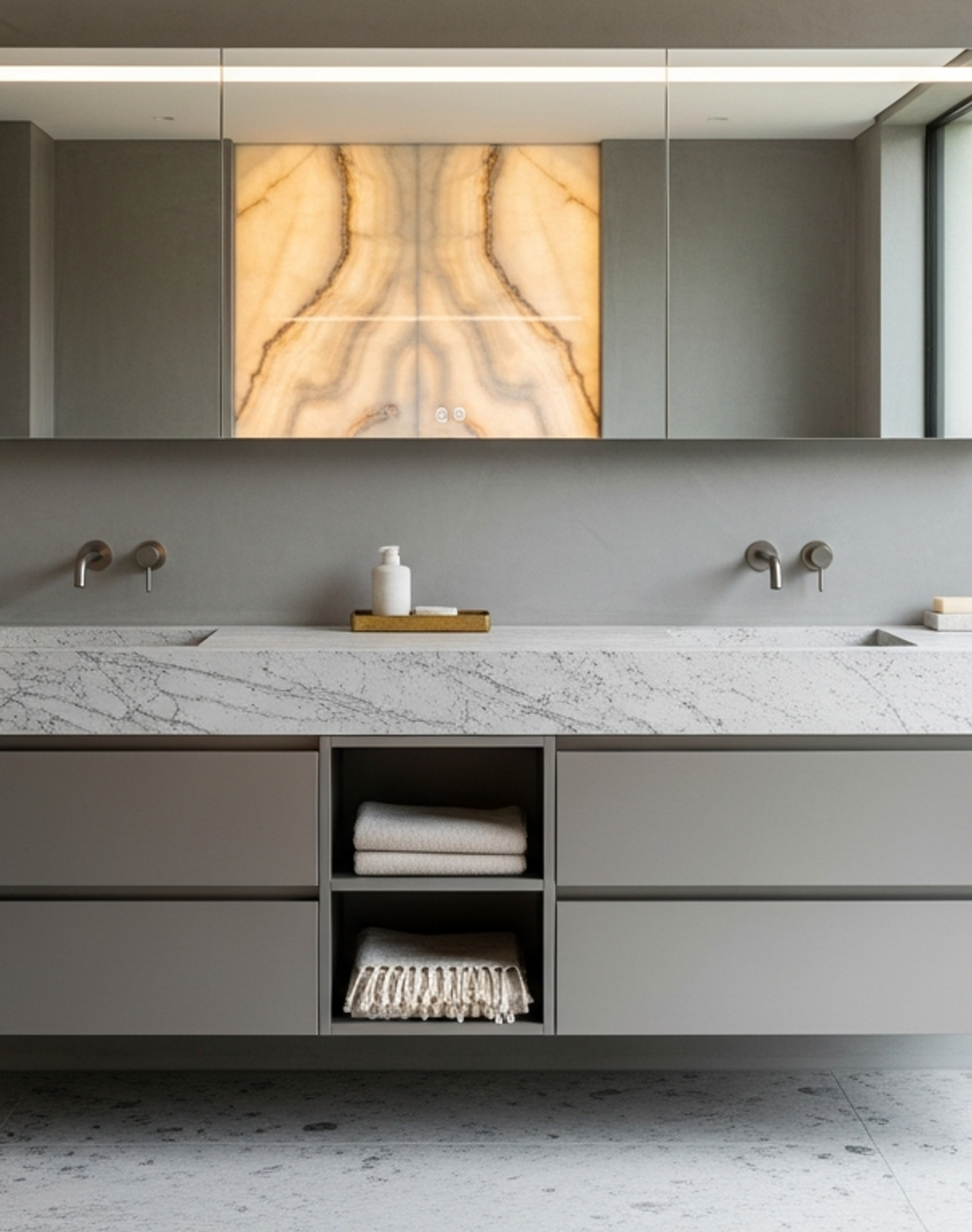 Fadior Acqua Vanity Suite — lifestyle setting with natural light and residential styling