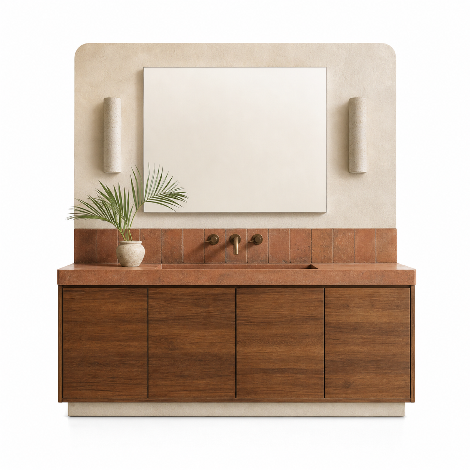 Voyage Bath Vanity with Lime Plaster Basin Console