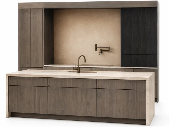 Fadior Pavilion Kitchen Suite with Cloudline Pot Filler Island — 304 stainless steel kitchen system, front view