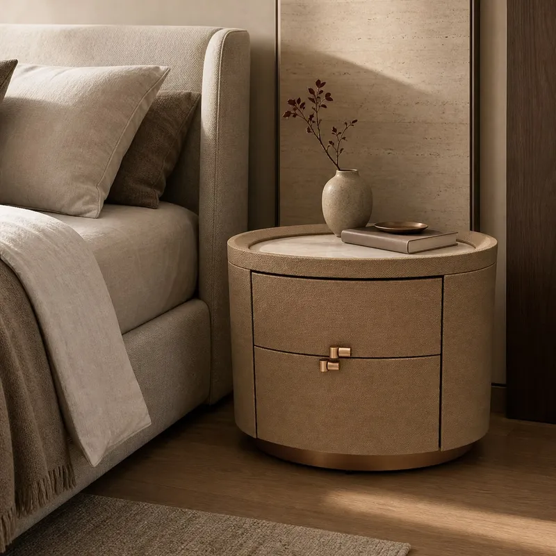 White Marble and Stainless Steel Nightstand