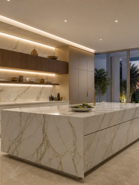 Fadior Terrena Kitchen Suite with Courtyard Pantry Spine — 304 stainless steel kitchen system, front view