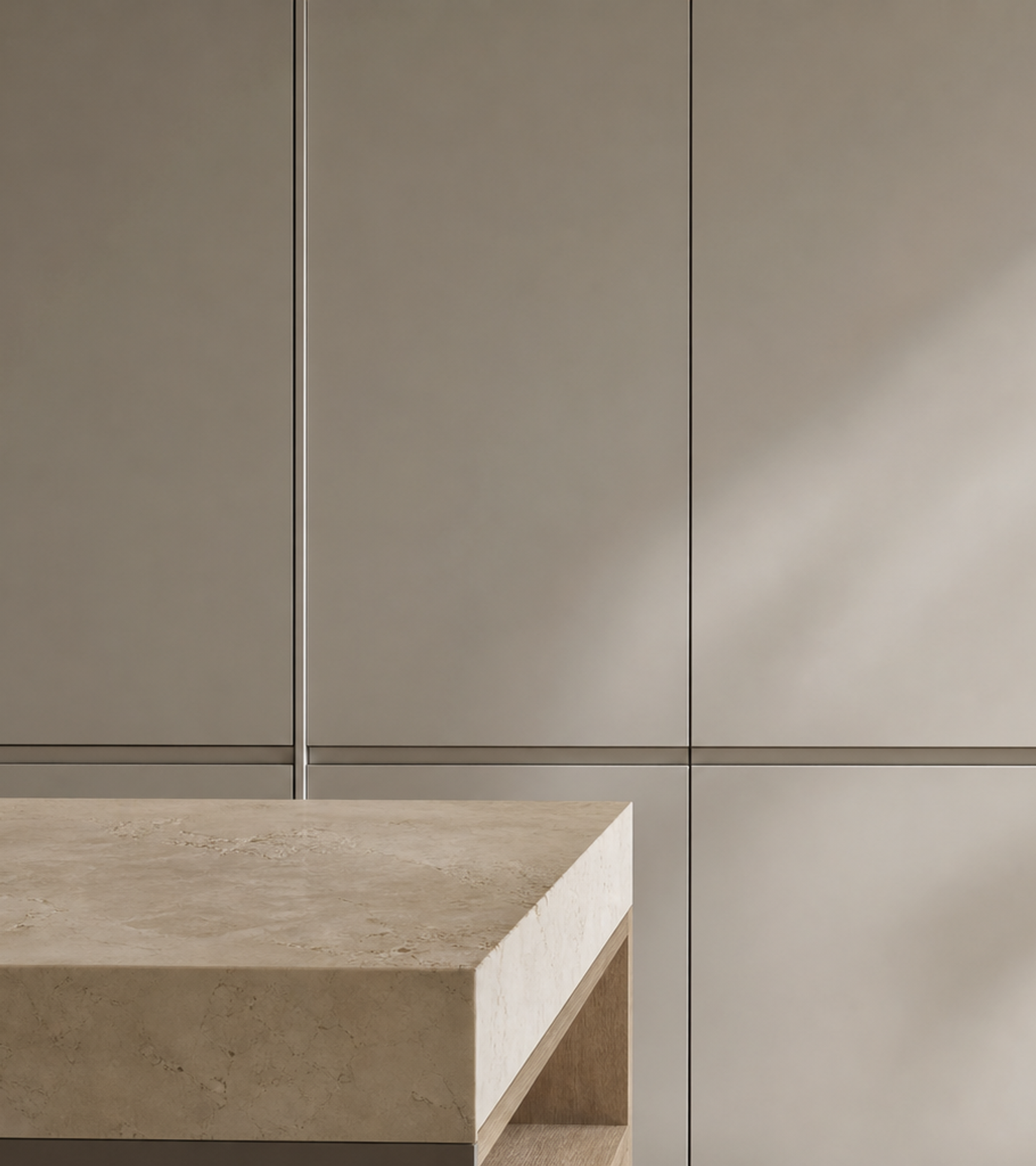 Fadior Silkstone Kitchen Suite with Slim Frame Culinary Wall — close-up of stainless steel finish and hardware detail
